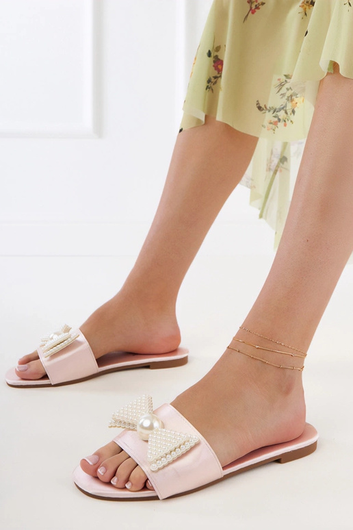 Pieskové saténové dámske papuče... Pieskové saténové dámske papuče...