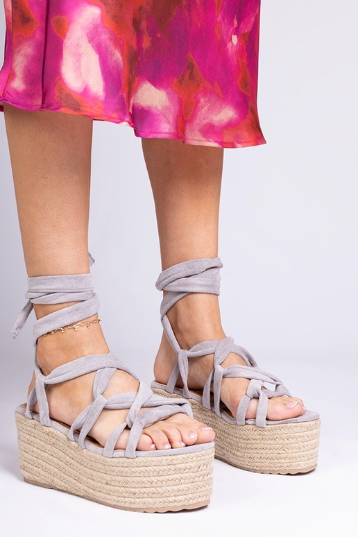 Sivé espadrilky dámske na vysokej...