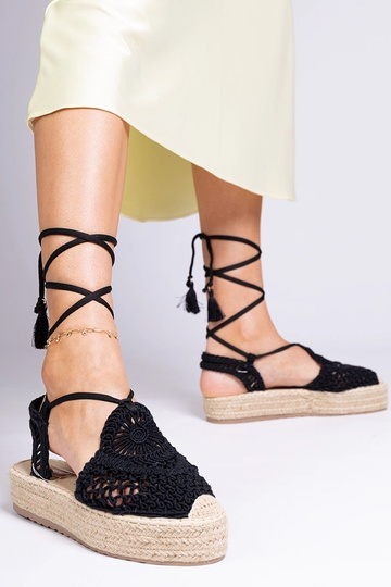 Čierne pletené espadrilky dámske Lemura 2