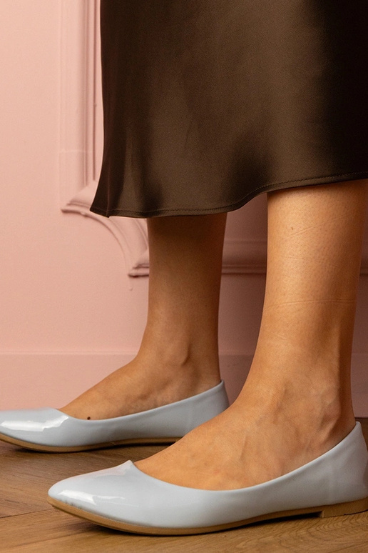 Modré lakované dámske baleríny Kalius