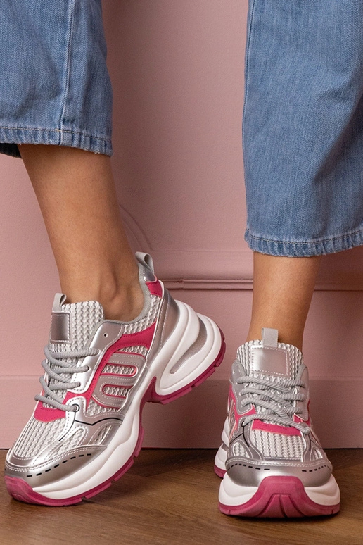 Strieborné-ružové dámske športové...