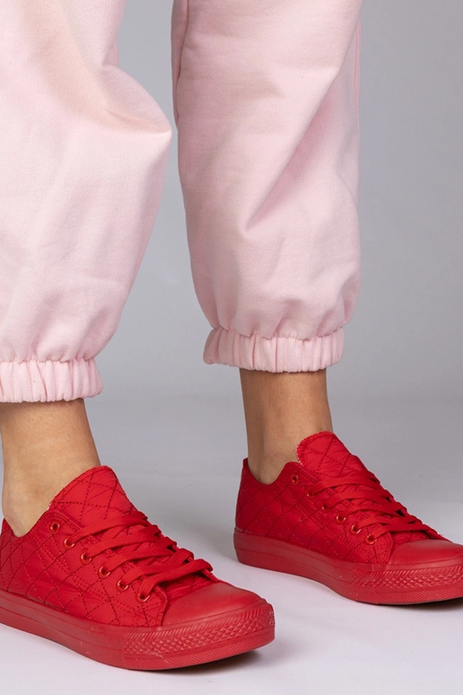 Červené klasické prešívané topánky,...