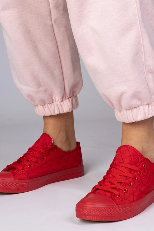 Červené klasické prešívané topánky,...