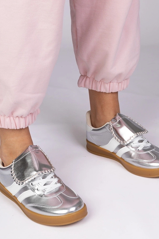 Strieborné športové dámske topánky,...