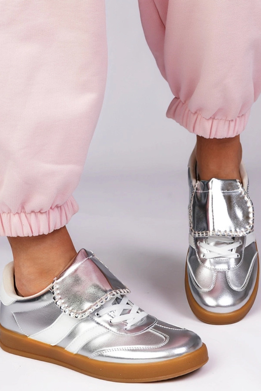 Strieborné športové dámske topánky,...