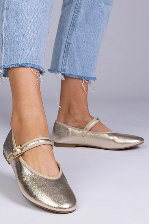 Zlaté dámske baleríny so sponou,...