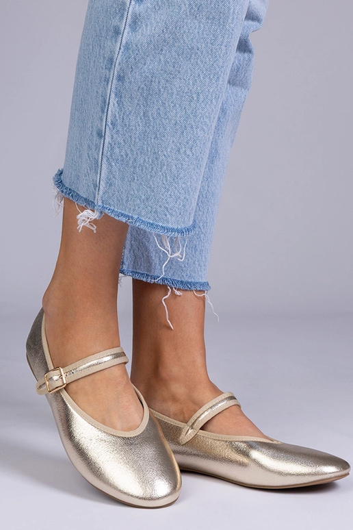 Zlaté dámske baleríny so sponou,...