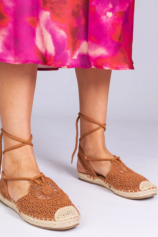 Hnedé espadrilky na plochom podpätku,...