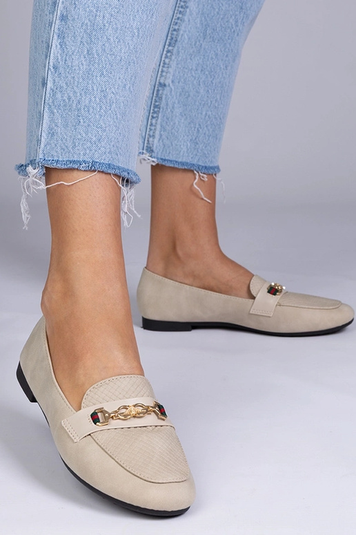 Pieskové matné mokasíny so zlatou...