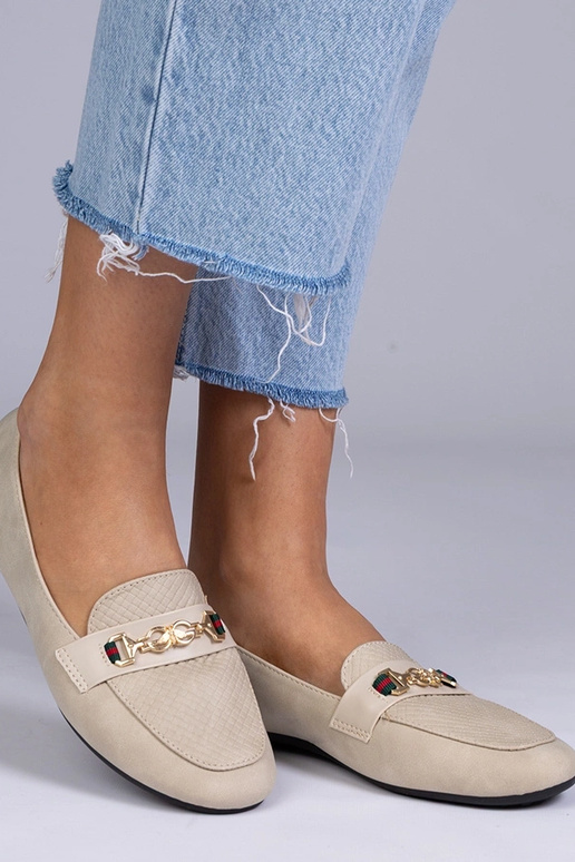 Pieskové matné mokasíny so zlatou...