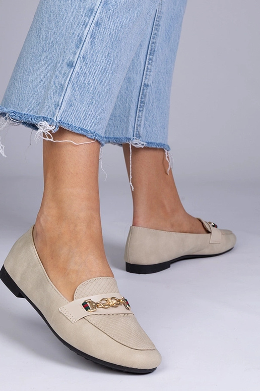 Pieskové matné mokasíny so zlatou...