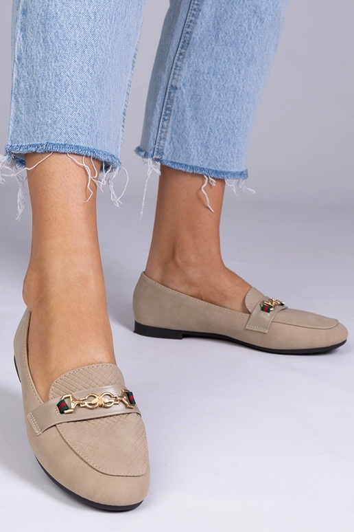 Hnedé matné mokasíny so zlatou...