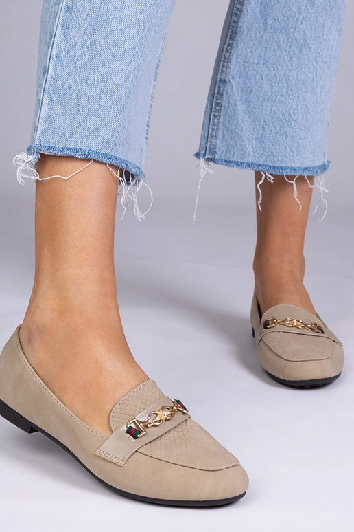 Hnedé matné mokasíny so zlatou...