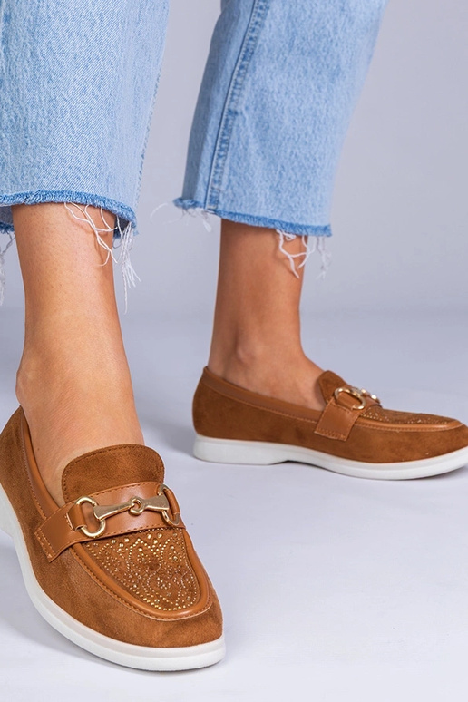 Hnedé mokasíny z umelej kože s...