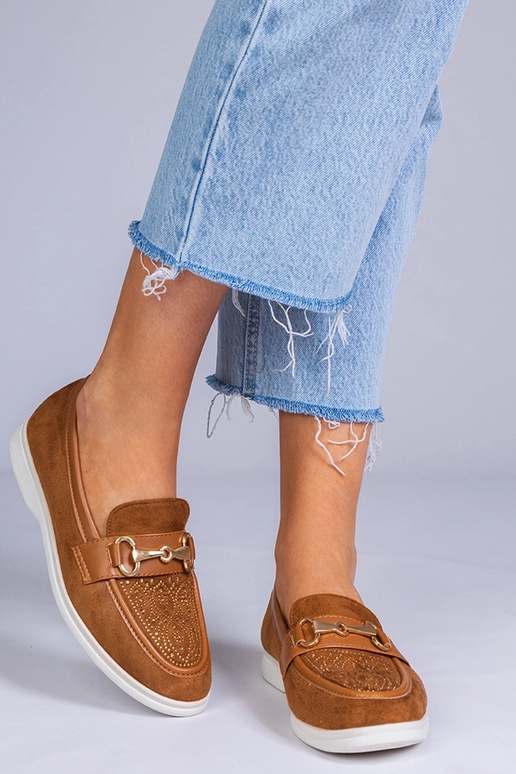 Hnedé mokasíny z umelej kože s...