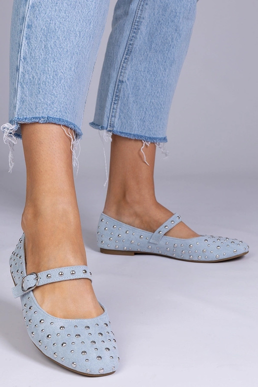 Modré baleríny s cvočkami a sponou,...