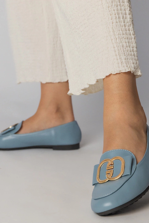 Modré dámske mokasíny so zlatou...
