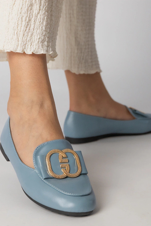 Modré dámske mokasíny so zlatou...