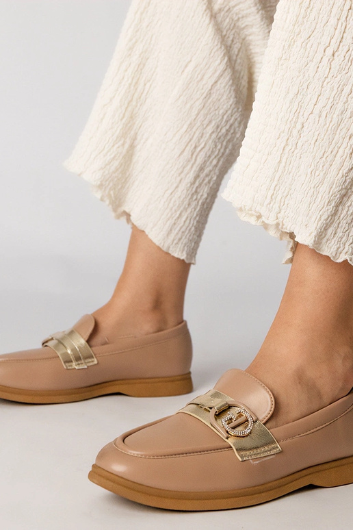 Krémové mokasíny z eko-kože s...