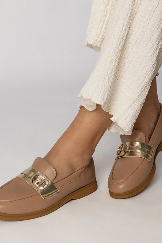 Krémové mokasíny z eko-kože s...