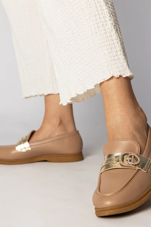 Krémové mokasíny z eko-kože s...