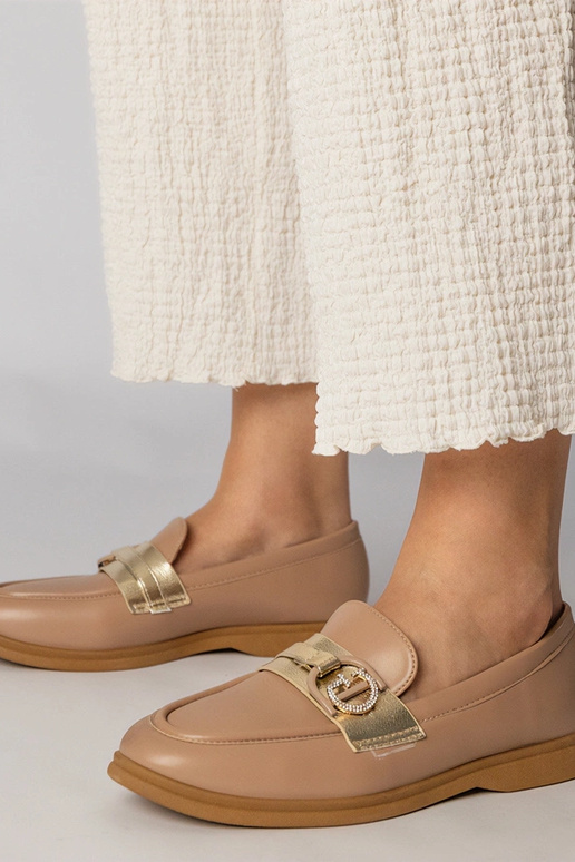 Krémové mokasíny z eko-kože s...