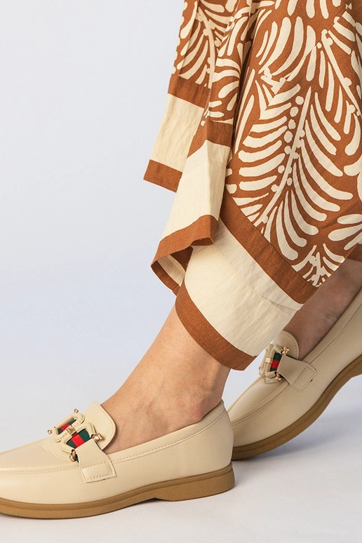 Krémové mokasíny z eko-kože s...