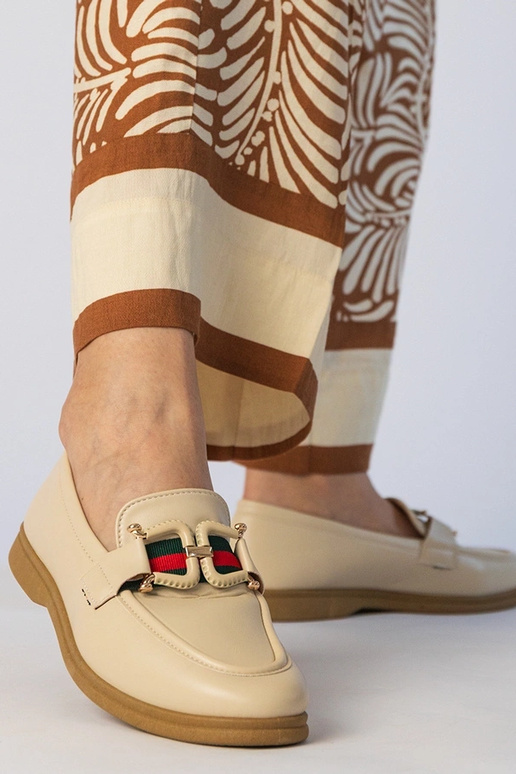 Krémové mokasíny z eko-kože s...