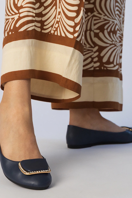 Tmavomodré dámske baleríny s...