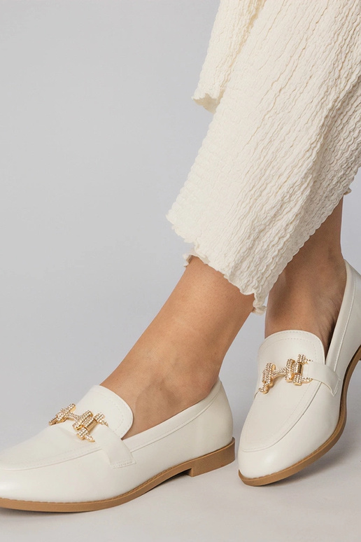 Biele mokasíny so zirkónovými...