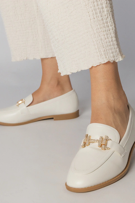 Biele mokasíny so zirkónovými...