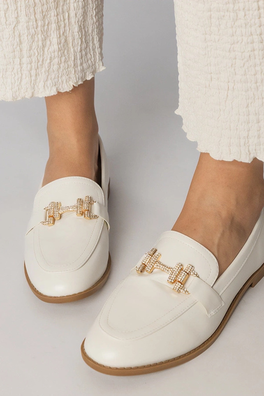 Biele mokasíny so zirkónovými...