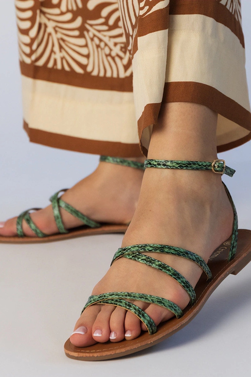 Zelené sandále na plochom podpätku,...