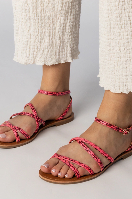 Ružové sandále na plochom podpätku,...