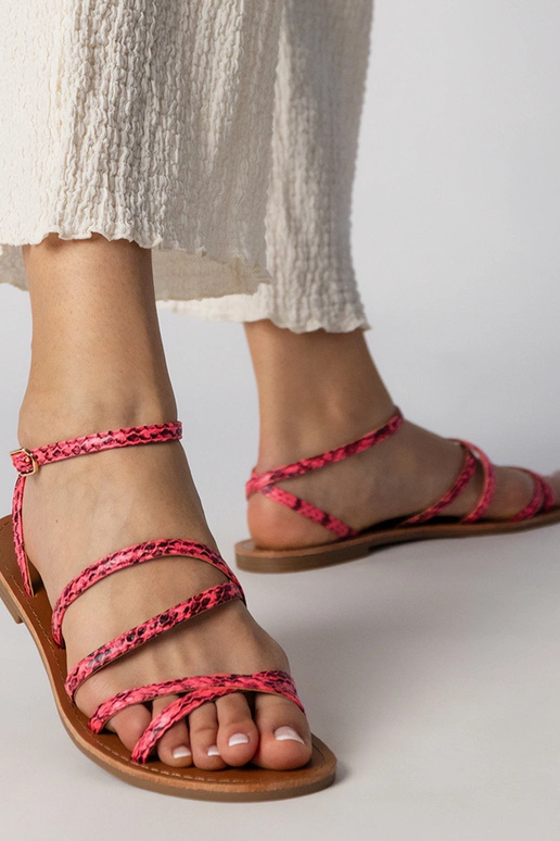 Ružové sandále na plochom podpätku,...