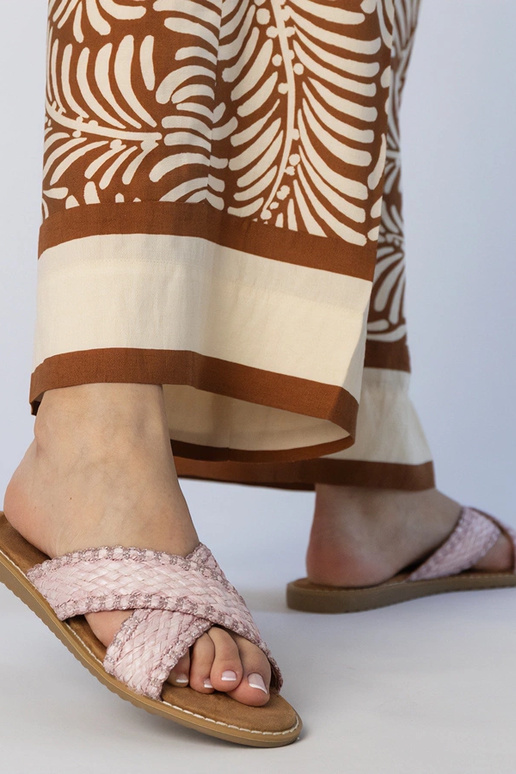 Ružové dámske pletené šľapky, „Ellinara" Ružové dámske pletené šľapky, „Ellinara"