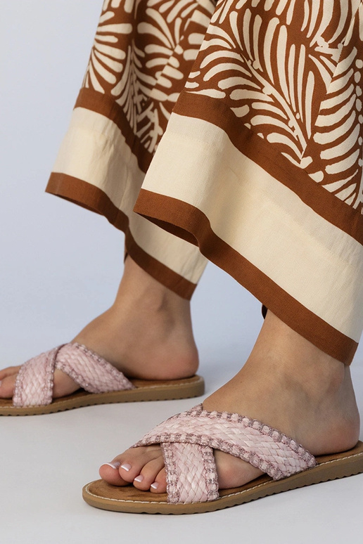 Ružové dámske pletené šľapky, „Ellinara" Ružové dámske pletené šľapky, „Ellinara"