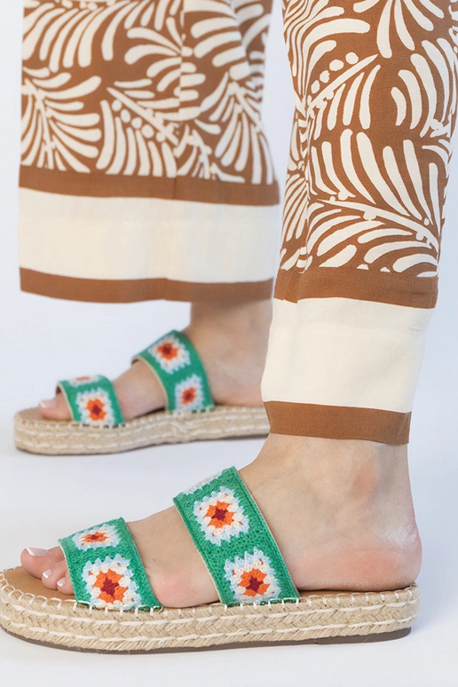 Zelené espadrilky so výšivkou, „Lelis" Zelené espadrilky so výšivkou, „Lelis"