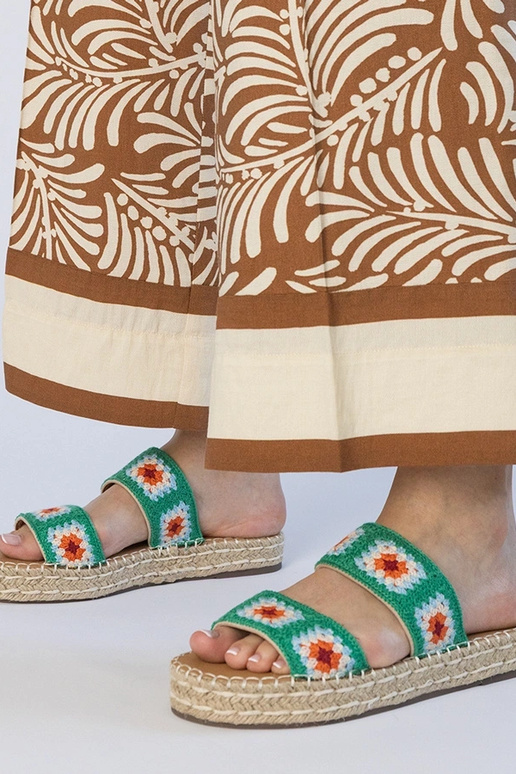 Zelené espadrilky so výšivkou, „Lelis" Zelené espadrilky so výšivkou, „Lelis"