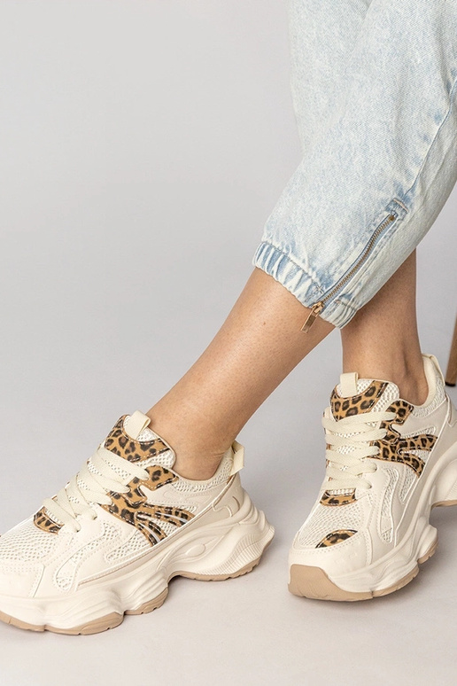 Pieskové dámske športové topánky s...