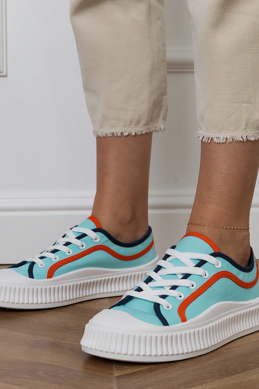 Modré dámske topánky na platforme,...