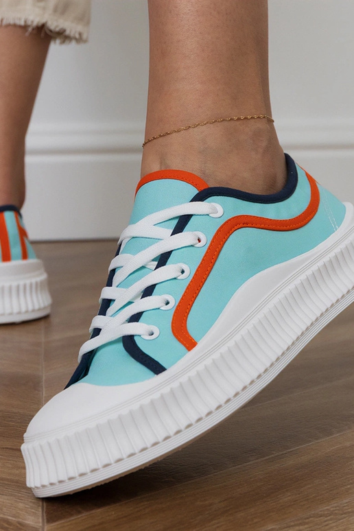 Modré dámske topánky na platforme,...