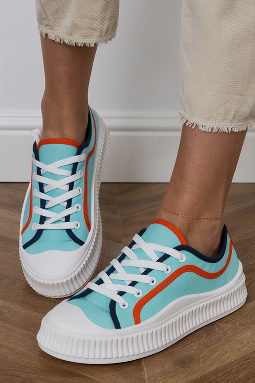 Modré dámske topánky na platforme,...