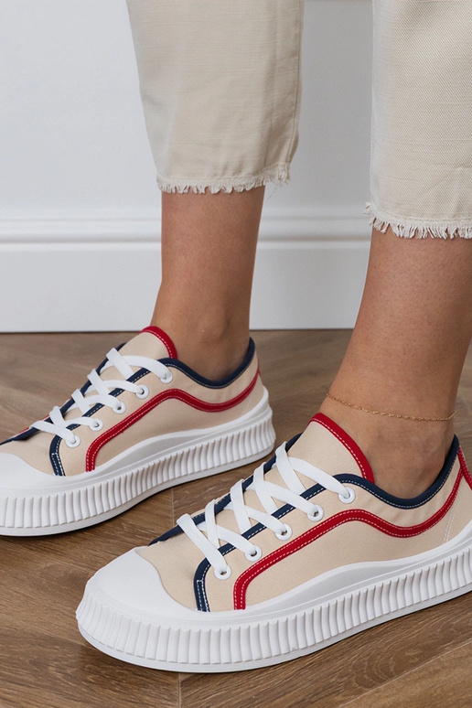 Pieskové dámske topánky na platforme,...