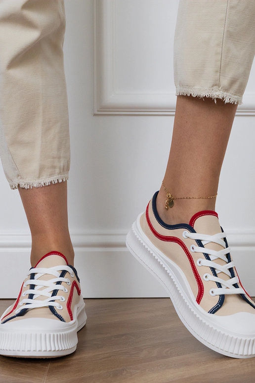 Pieskové dámske topánky na platforme,...