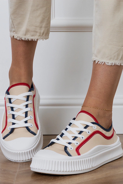 Pieskové dámske topánky na platforme,...