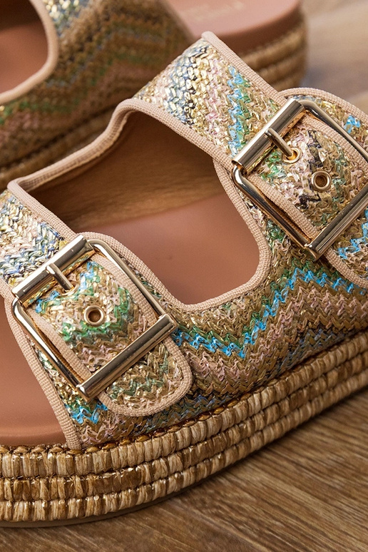 Zlaté šľapky s prackami na...