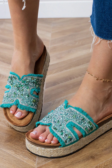 Zelené espadrilky so zirkónmi a kamienkami Najros 2