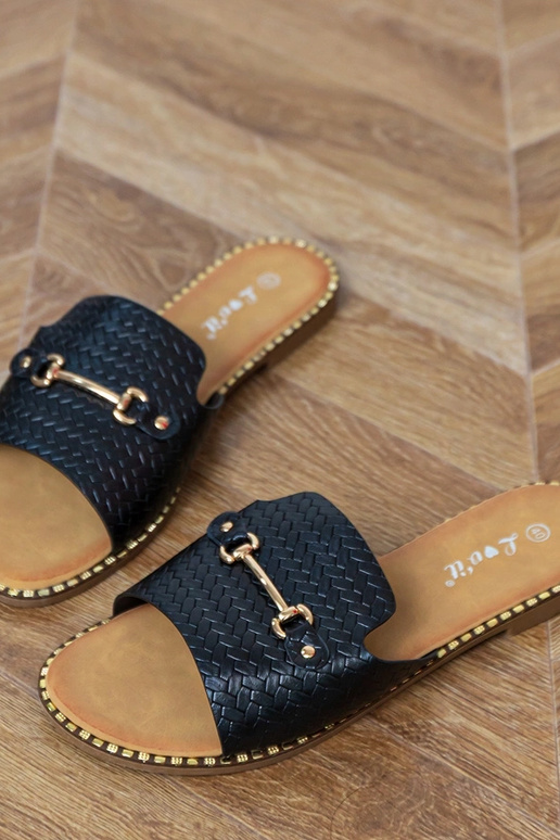 Čierne ploché šľapky so širokým...