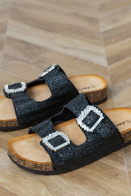 Čierne šľapky na korkovej podrážke s...